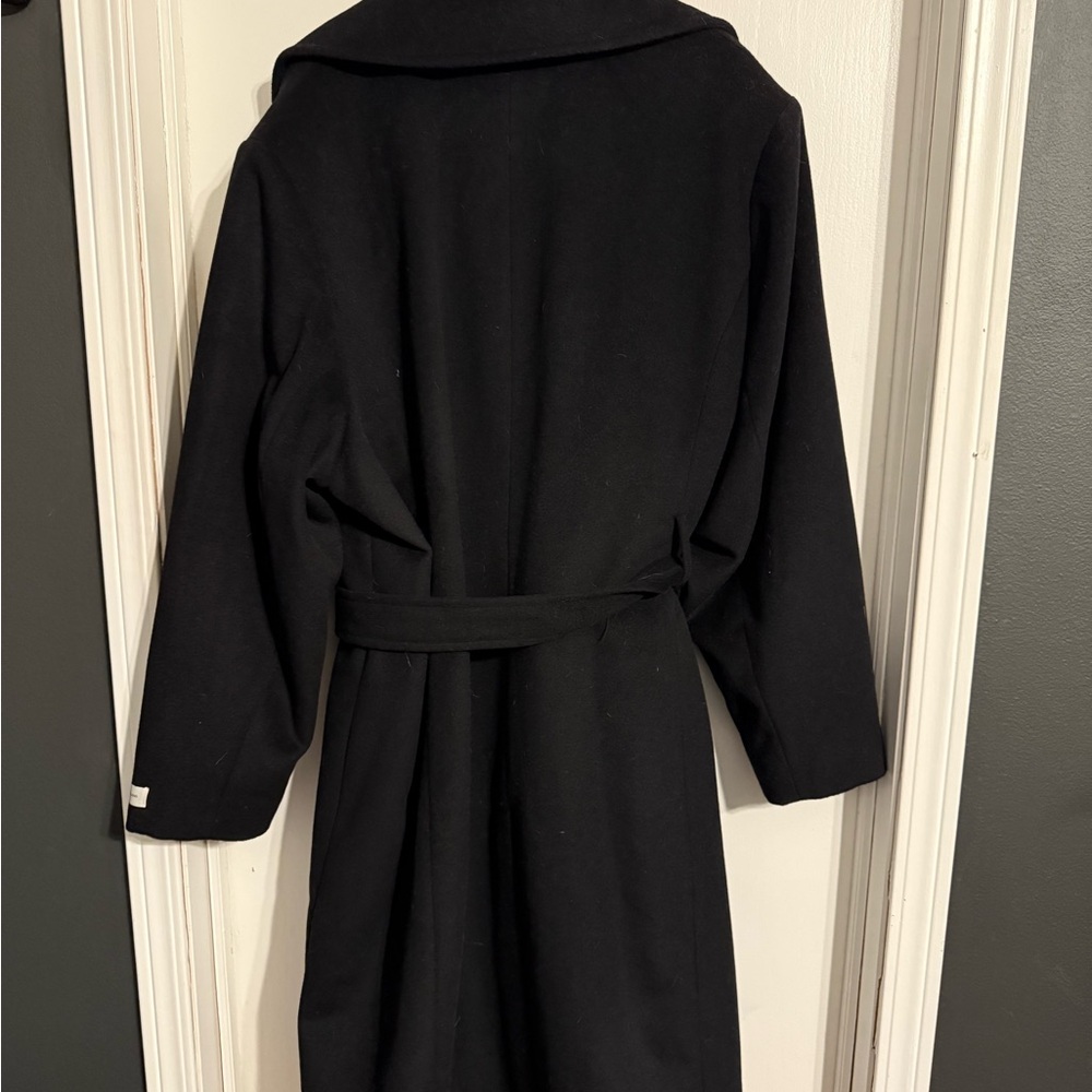 Anne Klein Black Cashmere Blend, Double-Breasted Trench Coat - Picture 2 of 4